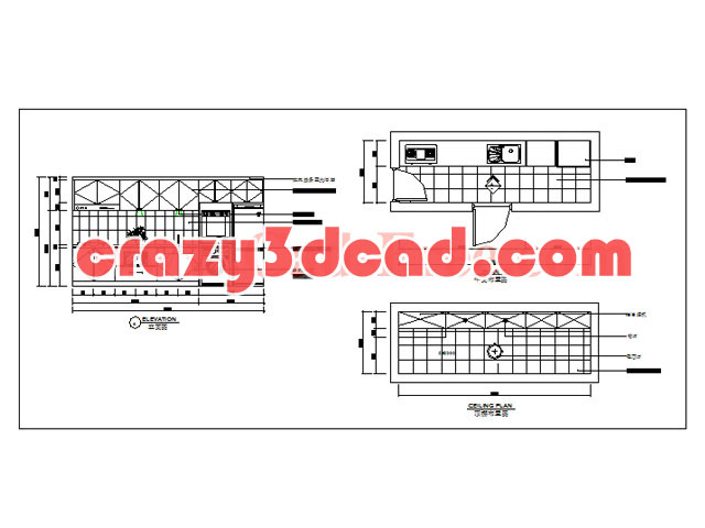 Rectangular kitchen CAD drawings